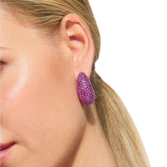 Kurt Geiger London Pink Crystal Tear Drop Earrings Women's NWT - Picture 1 of 5